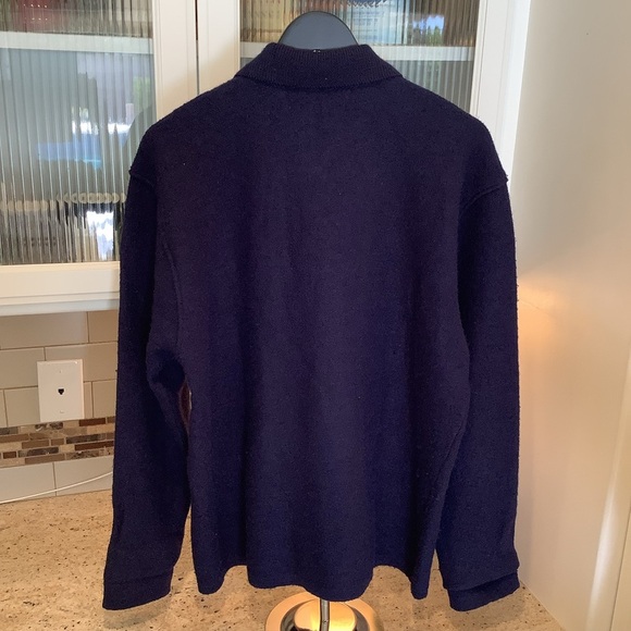 Jhane Barnes Navy Zip-Up Wool Alpaca Sweater Oversized Medium - Picture 4 of 9